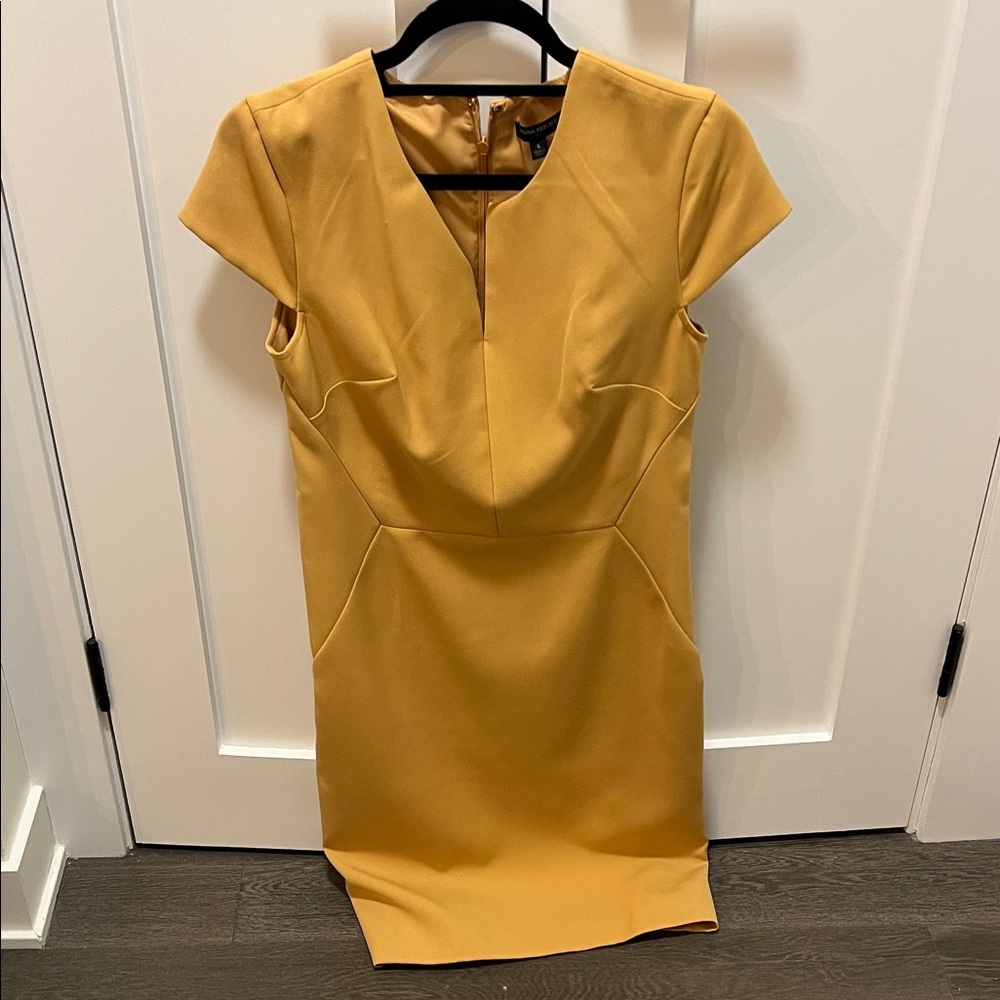 Banana Republic Cap Sleeve Mustard Sheath Dress - Women's